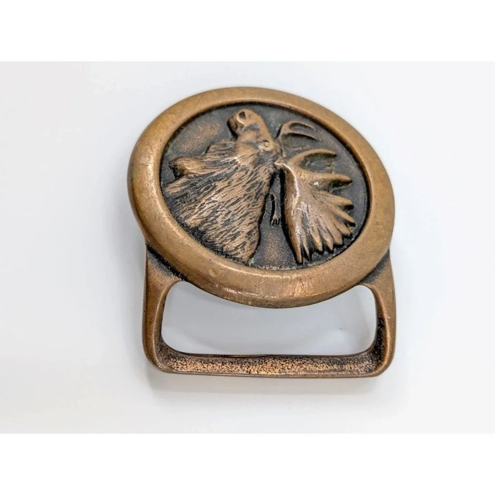 VTG‎ 1978 Tech Ether Guild Moose Solid Brass Belt Buckle Wildlife Made in USA